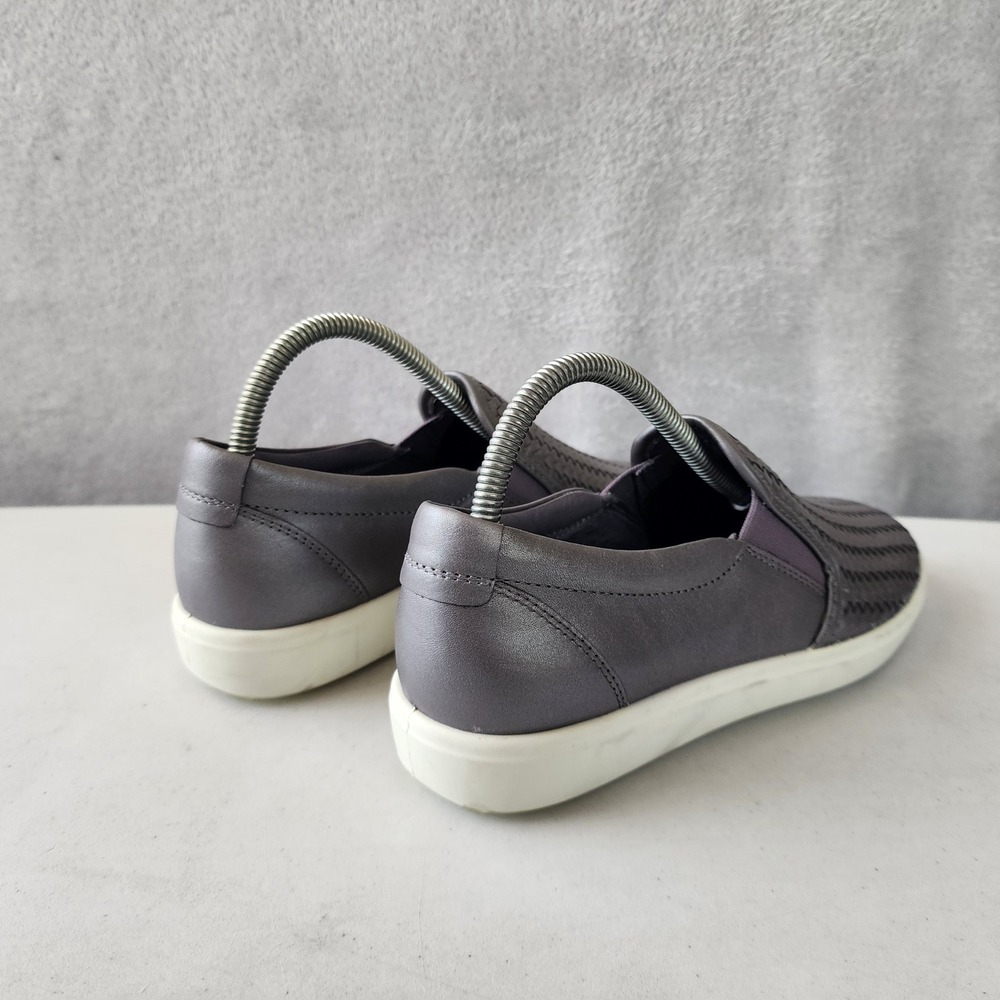ECCO Slip On Shoes Womens Size 8 Woven Silver Grey Leather Woven Soft 7 EU 39 - Picture 12 of 14